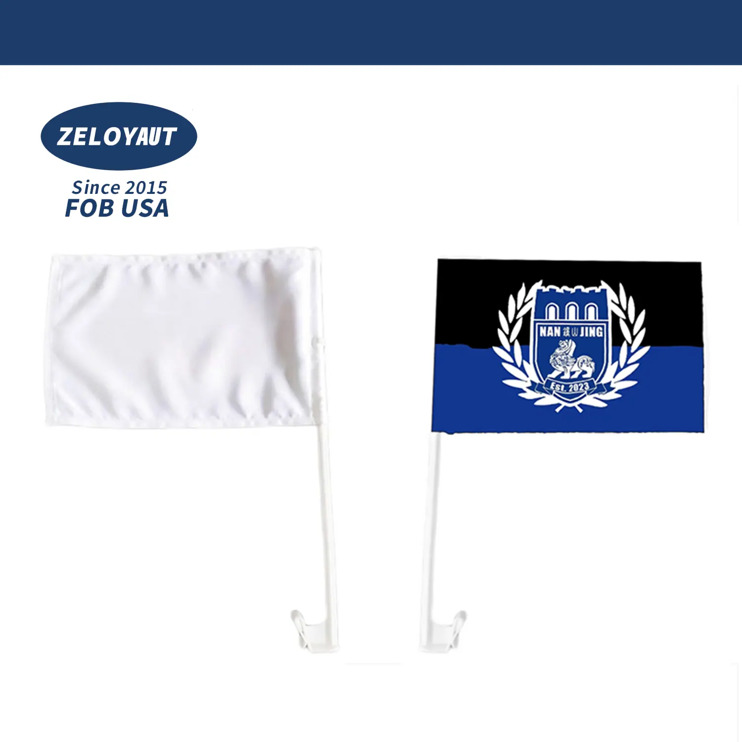 ZELOYAUT 2024 Wholesales Custom Polyester Car Flags Blank Sublimation Double Sides Printing Flags For Decoration Party Promotion