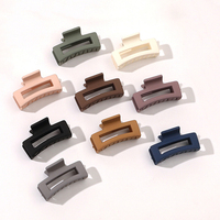 Barrettes à cheveux en plastique mat coréen personnalisées ODM, barrettes à cheveux tendance et douces pour filles, barrettes à cheveux carrées givrées de 4,5 cm, couleur Morandi