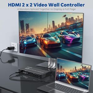 Controlador de Video Wall 4K 2x2, <span class=keywords><strong>Entrada</strong></span> Dual <span class=keywords><strong>HDMI</strong></span> 1.4 <span class=keywords><strong>y</strong></span> DVI, Procesador de Empalme de 4 Pantallas 180 °   Control Remoto IR para Rotación de Imagen con Comunicación Serial - Product Image 3