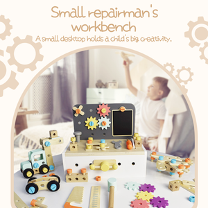 Banc de travail en bois pour enfants avec écrous et vis pour le bureau, jouet éducatif et divertissant - Product Image 5