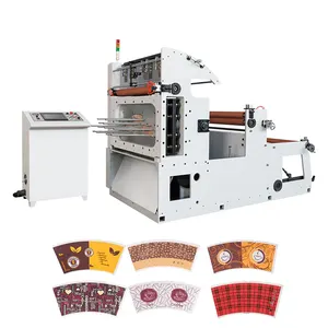 Hoge Prestaties 850 Automatische Jumbo Ambachtelijke Papier Cup Stans Cup Ventilator Maken Machine Koffie Cup Flexo Drukmachine