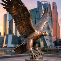 Grande statue d'aigle chauve en bronze coulé, sculpture d'aigle en fibre de verre avec ailes écartées pour place publique, immeuble d'entreprise, aménagement paysager de jardin