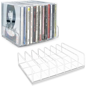 2 supports transparents en acrylique pour <span class=keywords><strong>CD</strong></span>/DVD, présentoir et boîte de <span class=keywords><strong>rangement</strong></span> pour <span class=keywords><strong>CD</strong></span>, et support de <span class=keywords><strong>rangement</strong></span> pour disques vinyles pour étagère multimédia - Product Image 1