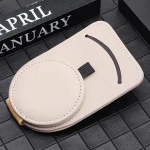 Genuine Leather Car Sunglasses Clip Holder Multifunctional Leather Glasses Case Visor Card Storage Clip