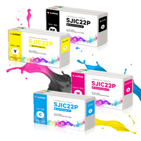 Kartrid Tinta Kompatibel SJIC22P 4 Warna 30ml dengan Chip Tinta Kertas Seni Khusus untuk Printer Label Warna Epson ColorWorks TM-C3500