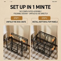 Cage à chien pliable en fer galvanisé, tube carré épais, étagère de rangement, boîte solide, grand espace, plusieurs tailles pour toutes les races de chiens