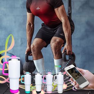 Multi Colors Blank Sublimation Large Capacity 40oz Speaker Music Tumbler with Handle - Product Image 1