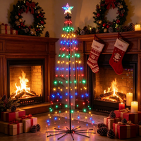 Guirlandes lumineuses de Noël en cascade avec étoile sur le dessus, guirlandes lumineuses LED pliables pour la décoration intérieure de Noël, mur, coin de la maison