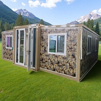 Maison conteneur moderne extensible, maisonnette préfabriquée avec porte coulissante en verre, taille personnalisée pour jardin et maison d'hôtes