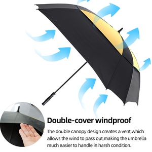 Heavy Duty 60 Inch Fiberglass Ribs Waterproof Non Slip Handle Ventilation Technology Straight <b>Umbrella</b> Pongee <b>Umbrella</b> - Product Image 5