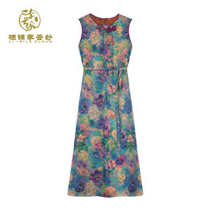 Spring and <b>Summer</b> Fashion Urban Women's Casual Pastoral Style Printed Pullover Sleeveless Side <b>Pocket</b> <b>Dress</b> - Product Image 2