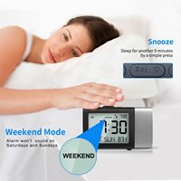 Écran LCD numérique, réglage de la luminosité de l'heure et de la date avec réglage du volume, projection, réveil, temps laser
