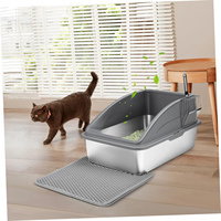 Bac à litière surélevé semi-fermé pour chat, anti-éclaboussures, en acier inoxydable et plastique, pour animaux d'intérieur