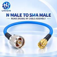 Câble coaxial semi-flexible UNISIN OEM RG405 SMA mâle vers N mâle, conducteur en cuivre, longueur personnalisée, 50 PTFE, 6 GHz, 5G, IoT, GPS