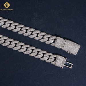 Collar de Cadena Cubana para Hombre, Plata 925, Bañado en Rodio, con Moissanita, Estilo Hiphop, Precio de Fábrica - Product Image 2
