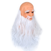 Masque Facial en Latex pour Adultes, Vieux Magicien, Père Noël, Décoration de Fête d'Halloween, Masque de Carnaval