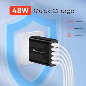 48W 5-Port USB Desktop Charger 5.1A Multi-Port Charging Station with US/UK/<b>EU</b> <b>Plugs</b> for Smartphones Tablets and More - Product Image 2
