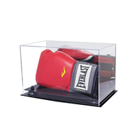 Vitrine de luxe en acrylique pour gants de boxe simples et doubles avec support métallique miroir noir