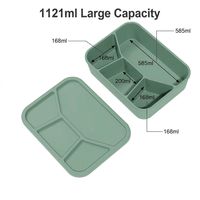 Boîte à bento en silicone 4 compartiments, anti-fuite, qualité alimentaire, pour enfants, école, sans BPA, non toxique, conteneur de stockage d'aliments pour bébé