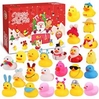 Lanhang Toys Calendrier de l'Avent de Noël transfrontalier, Boîte mystère Canard jaune en vinyle, Coffret cadeau de compte à rebours pour les fêtes