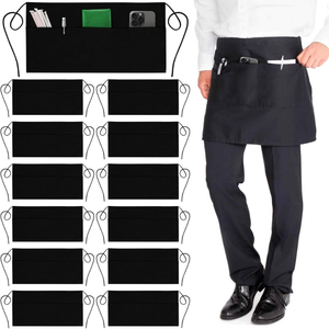 High Quality Fashionable Reusable Cotton Half Body <b>Apron</b> for <b>Chefs</b> Waiters with Custom Logo Printing Washable Two Pockets Waist - Product Image 1