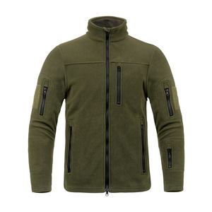 Veste polaire tactique pour homme, vert militaire, col montant, chaude, pour la randonnée et les activités de plein air, automne-hiver, avec poches zippées - Product Image 1