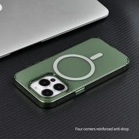 Couverture complète translucide vert PC coque rigide souple TPU pare-chocs magnétique Anti-choc coque de téléphone pour iPhone 14 Plus 14 15 Pro Max