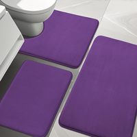 Tapis de bain 3 pièces en mousse à mémoire de forme, antidérapant, super absorbant, doux, lavable en machine, pour douche et toilettes, violet