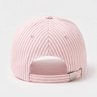 Casquette de baseball non structurée à 6 panneaux, rose à fines rayures, style « Dad Hat », avec logo brodé en relief 3D personnalisé, profil bas, pour femme et fille