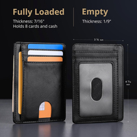 Portefeuille fin en PU vintage minimaliste avec poche avant, blocage RFID, porte-cartes de crédit et porte-cartes de visite avec fermeture à clip pour hommes et femmes