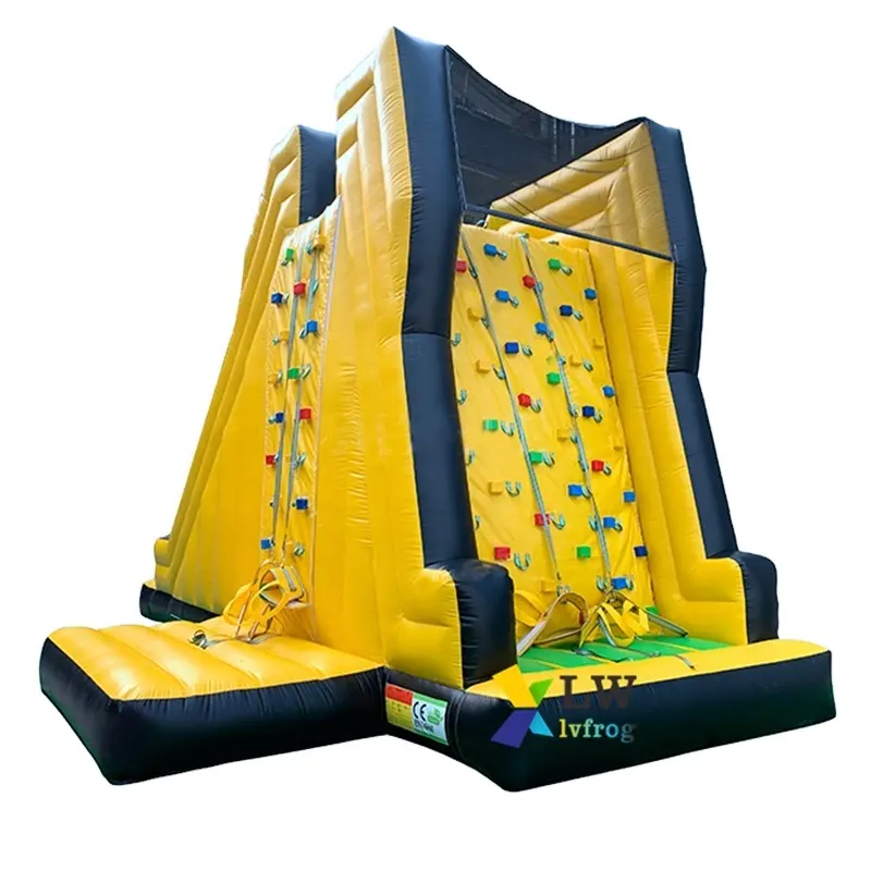 Juegos de parque de atracciones para adultos y niños, pared de escalada en roca inflable para interior/exterior con tobogán