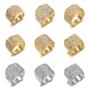 แหวนอัญมณีชุบทอง18K หลายชั้นสไตล์วินเทจทำจากสเตนเลสสตีลหลายชั้นของขวัญสำหรับปาร์ตี้ของผู้ชาย - Product Image 1