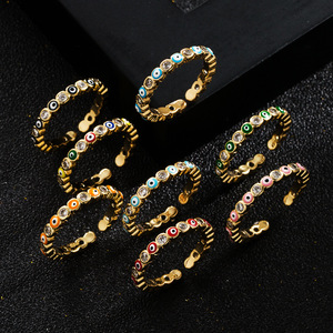 Bagues de personnalité ajustables pour femmes, anneaux mauvais œil en plaqué or, <span class=keywords><strong>moins</strong></span> <span class=keywords><strong>cher</strong></span>, pièces - Product Image 1