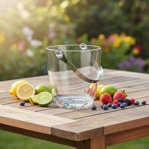 Seau à glace de <span class=keywords><strong>camping</strong></span> de style américain en cristal sans plomb de 1 L avec poignée en acier inoxydable, modèle ALP OCEAN BT006 avec logo - Product Image 4