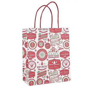 Sacs en papier kraft rouge de Noël, sacs cadeaux avec poignées, emballages cadeaux de Noël - Product Image 5