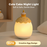 Niedliche Ei-Geburtstagstorte Kinder Kreatives Geschenk USB LED-Betriebene Wiederaufladbare Zimmer-Tischlampe Nachttischlampe Smarte Nachtbeleuchtung