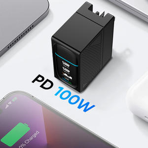 100W USB C GaN caricabatterie <span class=keywords><strong>2</strong></span> PD + 1 USB adattatore di alimentazione per telefono cellulare Tablet Laptop <span class=keywords><strong>3</strong></span> porta da viaggio adattatore da parete - Product Image 3