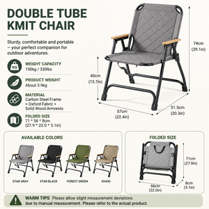 Chaise pliante d'extérieur double tube en forme de fer à cheval, <span class=keywords><strong>tabouret</strong></span> portable, table de <span class=keywords><strong>camping</strong></span> renforcée, pour balcon, cour et loisirs - Product Image 3