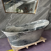 Baignoire double autoportante en quartzite cactus boreal de luxe, en pierre naturelle, avec douche intégrée pour salle de bain