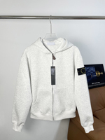 Manteau à capuche décontracté Stone Island à fermeture éclair sur le devant, coupe ample, avec empiècements en tissu Stone