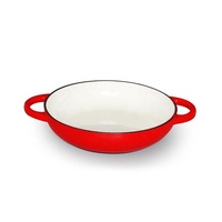 Casserole peu profonde en fonte émaillée Offre Spéciale boîte brune classique durable avec couvercle de casserole pour une utilisation en cuisine