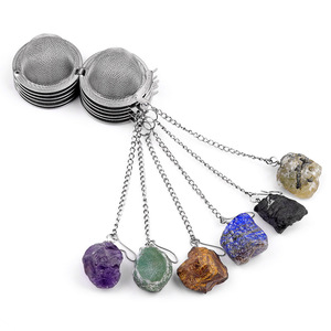 Infusores de Té de Acero Inoxidable 304 con Piedra Natural en Bruto Cristal de Amatista y Cuarzo Rosa Colador de Té en Bola para Especias - Product Image 3