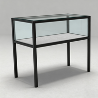 Vitrine d'exposition de bijoux moderne en verre noir carré, vitrine sur piédestal avec verre trempé pour la vente au détail et les musées