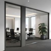 Cloison latérale en verre aluminium plat |   Châssis en acier, anti-collision et insonorisant pour bureaux, centres commerciaux, écoles