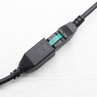 Kabel ekstensi USB laki-laki ke Perempuan bertenaga 12V 2m hitam dengan jaket PVC pelindung kepang untuk printer pemindai terminal POS IBM