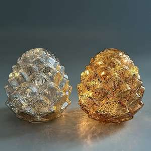 Lüks büyük el üflemeli altın gümüş cam şeffaf suni çam kozalağı noel dekorasyon yeni yıl partisi tatil ev dekorasyon - Product Image 1