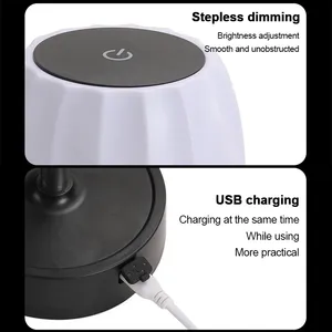 Lampe de table <span class=keywords><strong>LED</strong></span> <span class=keywords><strong>rechargeable</strong></span> à hauteur réglable, moderne, sans fil, portable, veilleuse pour chambre à coucher, bureau, lecture, sans cordon - Product Image 6