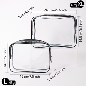 <b>Transparent</b> PVC Toiletry <b>Bag</b> Set – Waterproof Travel <b>Makeup</b> Organizer with Zipper, 2-Piece (L+XL) - Product Image 3