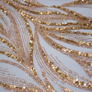 New bridal wedding place beaded shiny tube sequins fabrics for European style dress