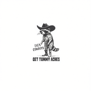 Camiseta con estampado gráfico de Even Cowboys Get Tummy Aches, unisex, talla mediana para adultos, color blanco - Product Image 2